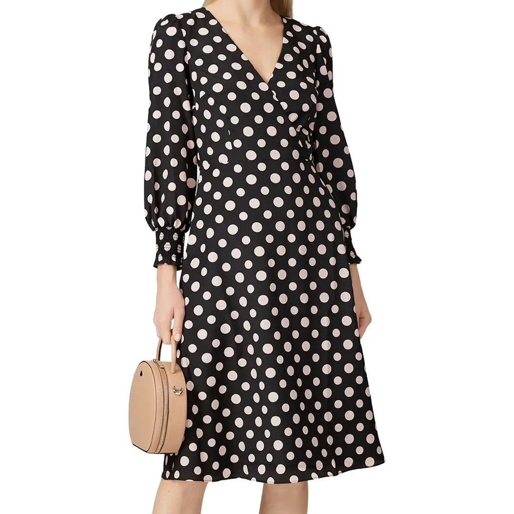 1901 Polka Dot Faux Wrap Dress Size 16